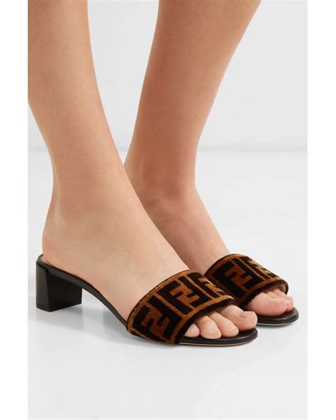 fendi printed velvet and leather mules|Women's Designer Sandals & Mules .